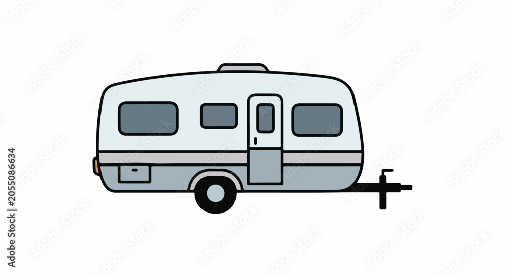 Obraz premium A light blue and grey trailer with windows and a door