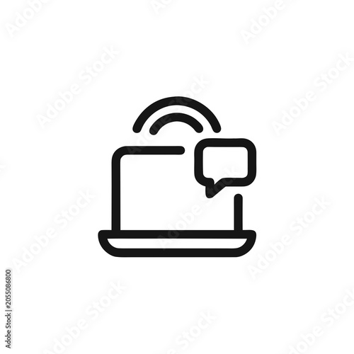 Minimalist remote work icon representing work from home, virtual office collaboration, hybrid workplace, and modern business communication.