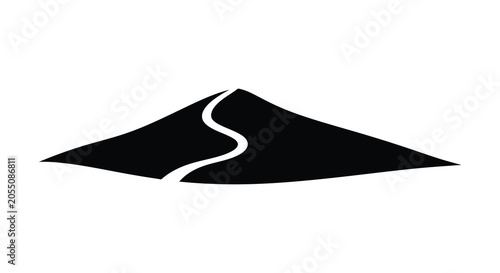 Принти на полотні mountain with winding path silhouette landscape black