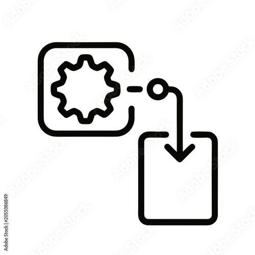 Minimalist workflow automation icon representing business process automation, digital workflows, task integration, operational efficiency, and enterprise productivity.