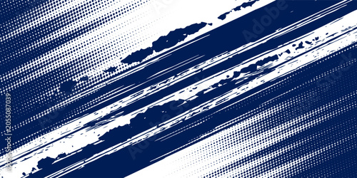 Tableau sur toile Dots halftone white and blue color pattern gradient grunge texture background