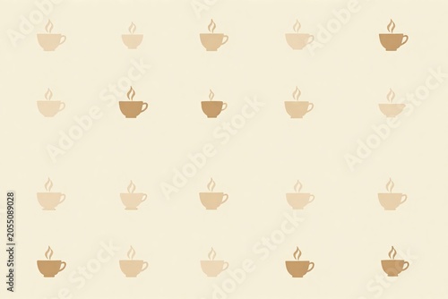 Seamless teacup and steam pattern background with warm cozy simple repeat style