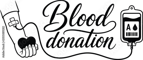 Fotografie Blood donation concept with arm, heart and iv bag