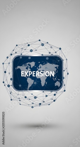 Abstract Expression Art with World Map and Paint Splatter Background in Minimalist Style