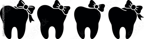 Foto Vector set of lovely character tooth silhouette elements