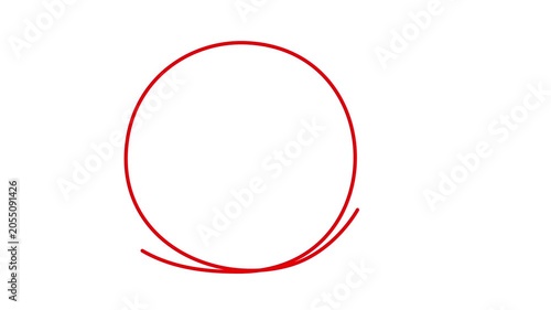 Set of circle, round, frame, buble, outline self drawing animation. Red line animated on white background. Copy space	