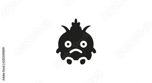 Tableau sur toile Sad monster silhouette with pointy ears and round eyes