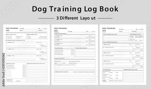 Printable Dog Training Log Book Planner Templates - Vector illustration