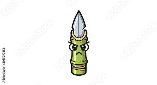 Bild auf Leinwand Angry green cartoon dagger face closeup.