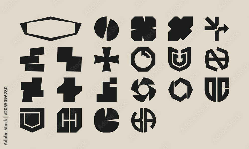 Fototapeta premium Geometric black symbols collection abstract design elements