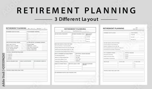 Retirement Planning Templates and Financial Goal Organizers - Vector illustration