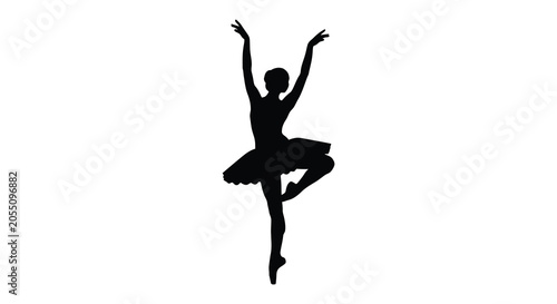 Tableau sur toile ballerina silhouette on white background dancer graceful