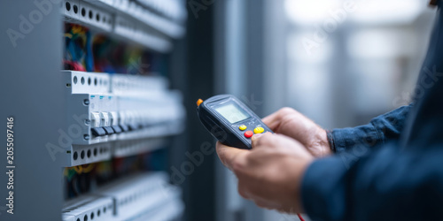 Electrician Testing Circuit Breaker Panel