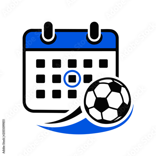Soccer match calendar icon for tournament schedule concept