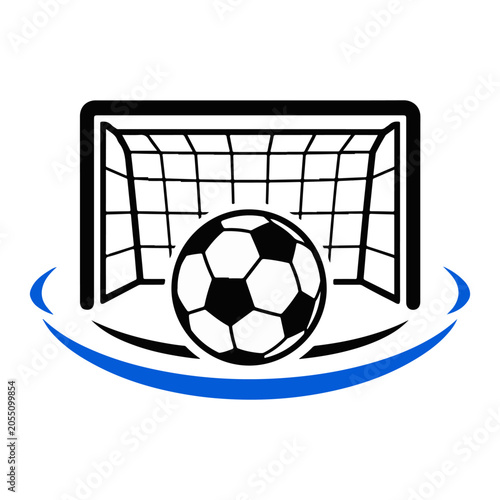 Soccer goal icon with ball for football match scoring concept