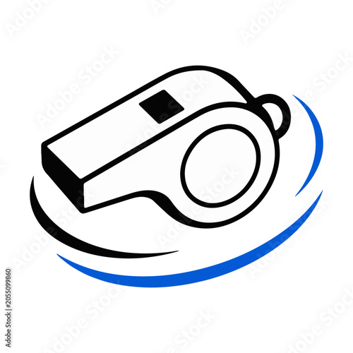 Referee whistle icon for soccer match and sports rules concept
