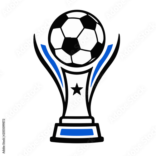 Generic soccer trophy icon for championship victory concept