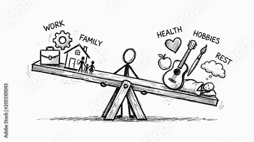 Work life balance concept with seesaw