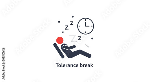 Person sleeping, clock, zzz symbols, tolerance break concept icon