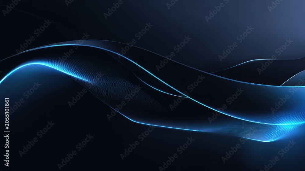 Obraz premium Abstract glowing blue light waves flowing over dark background