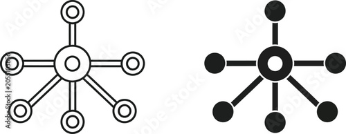 Bild auf Leinwand Simple molecular structure diagram with black and white nodes