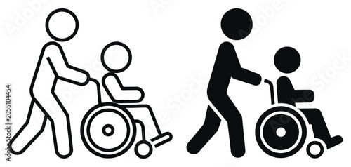 wheelchair assistance accessibility icon set with disabled access support and inclusive mobility symbols vector illustration concept design.