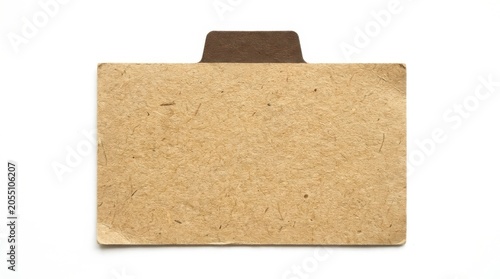 Blank Vintage Textured Paper Index Card with Dark Brown Tab