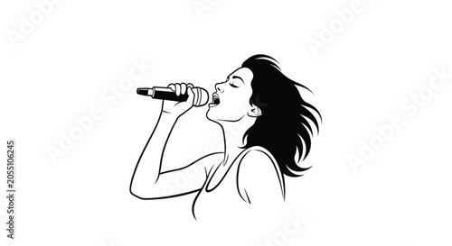 Woman singing into a microphone.