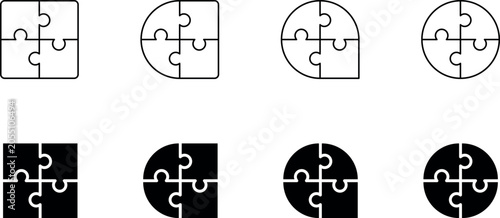 Fotografía Set of different puzzle icon set vector illustration