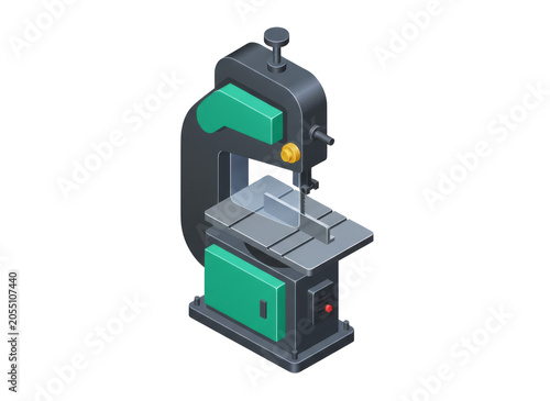 Industrial Band Saw Machine 3D Isometric Icon Isolated on Transparent Background