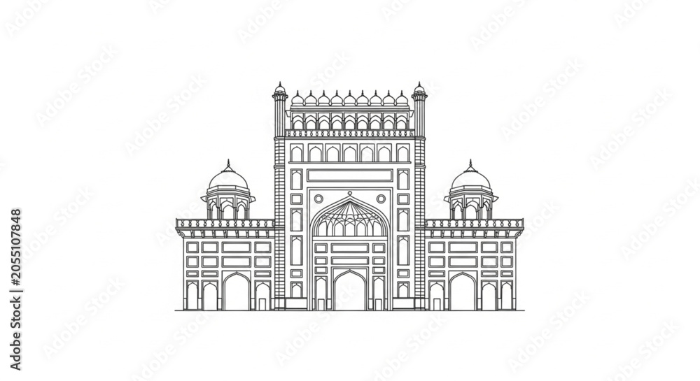 Obraz premium Large Building with Two Small Towers.