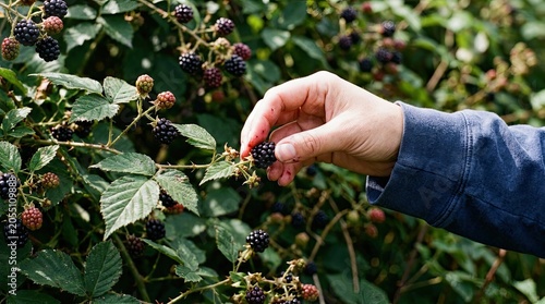 woman picking blueberries