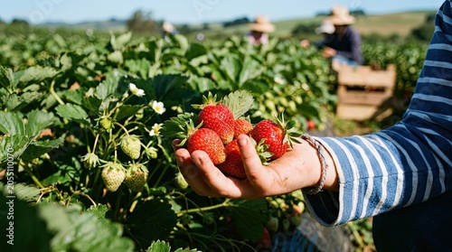 hands holding strawberries