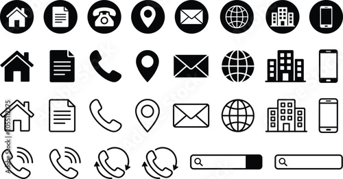 Картината върху платно Contact info business card icon vector set home telephone email address location