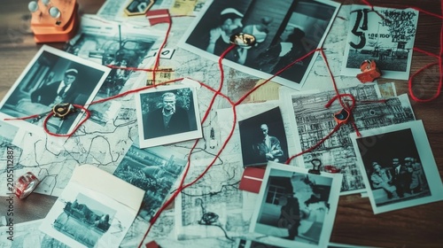 A Mysterious Investigation Board featuring numerous Photos and Clues that lead to intriguing discoveries
