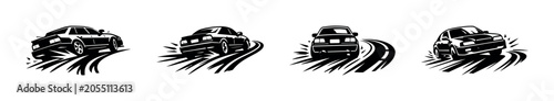 Fotografija Dynamic car drifting on a winding road with motion blur effect
