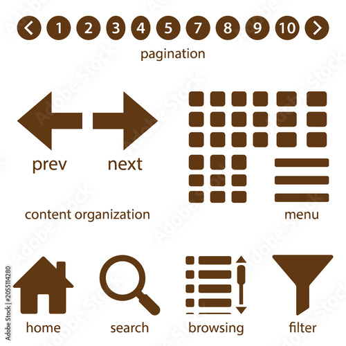 Fotografie User interface icons for navigation content organization and filtering