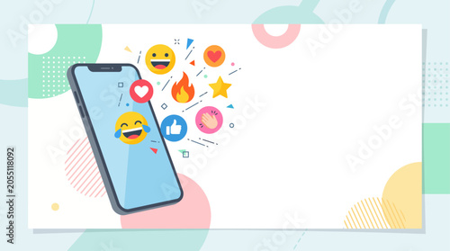 World Emoji Day Mobile Messaging Flat Vector Banner