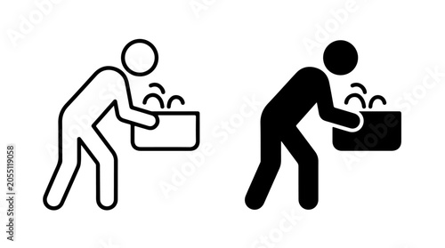 Tableau sur toile Drinking Fountain Icon Set Representing Hydration, Public Health, and Accessibil