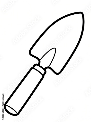 Simple Uncolored Garden Trowel Shovel Coloring Page
