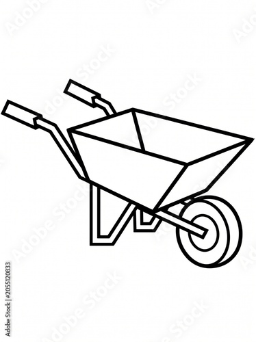 Simple Outline Yard Wheelbarrow Coloring Page