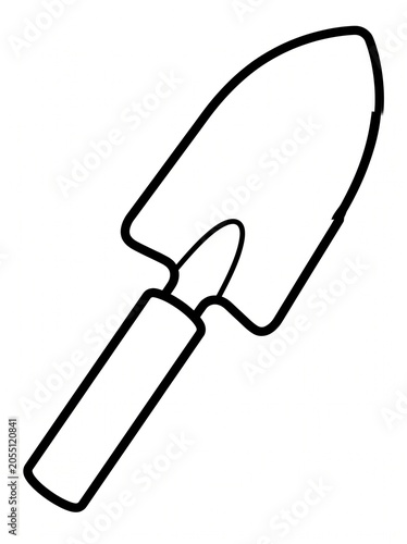 Simple Uncolored Garden Trowel Shovel Coloring Page