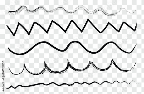 Hand drawn curly swishes and swooshes vector illustration. Abstract hand drawn silhouettes and brush stroke shapes. Grunge texture abstract line. Vector illustration. eps file 47.