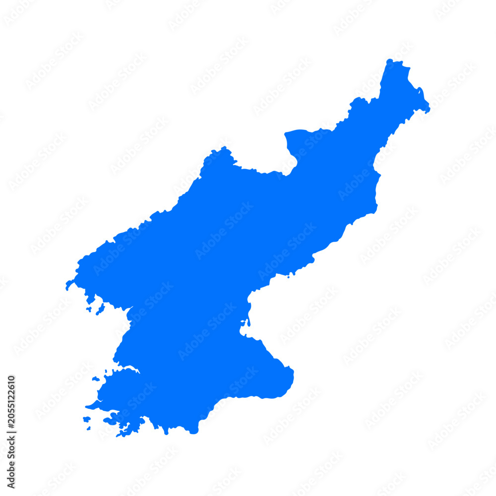 Obraz premium North Korea map silhouette. Map of the country's borders on a white background
