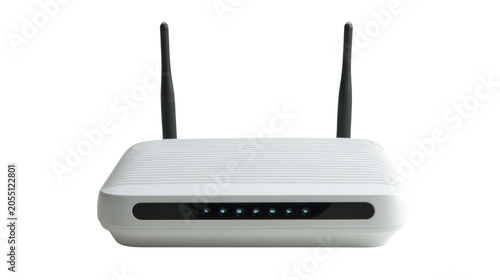 Wireless WiFi Router with Dual Antennas High Speed Internet Connectivity Device for Home Network Solutions on White background
