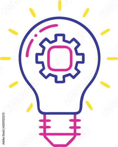 Smart idea technology icon with gear and microchip inside lightbulb style vector