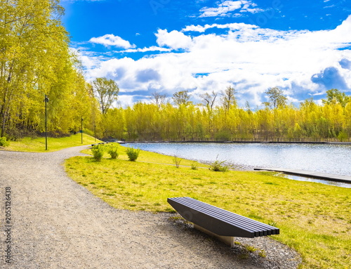 Spring landscape of Krasnoyarsk. Eco-park on Tatyshev Island.