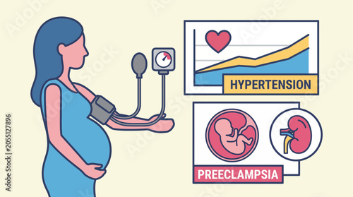 Fényképezés Hypertension During Pregnancy Preeclampsia Medical Illustration