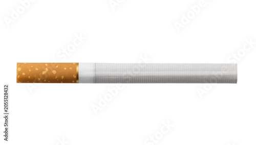 Schilderij op canvas Isolated unlit commercial tobacco cigarette featuring a yellow filter and white