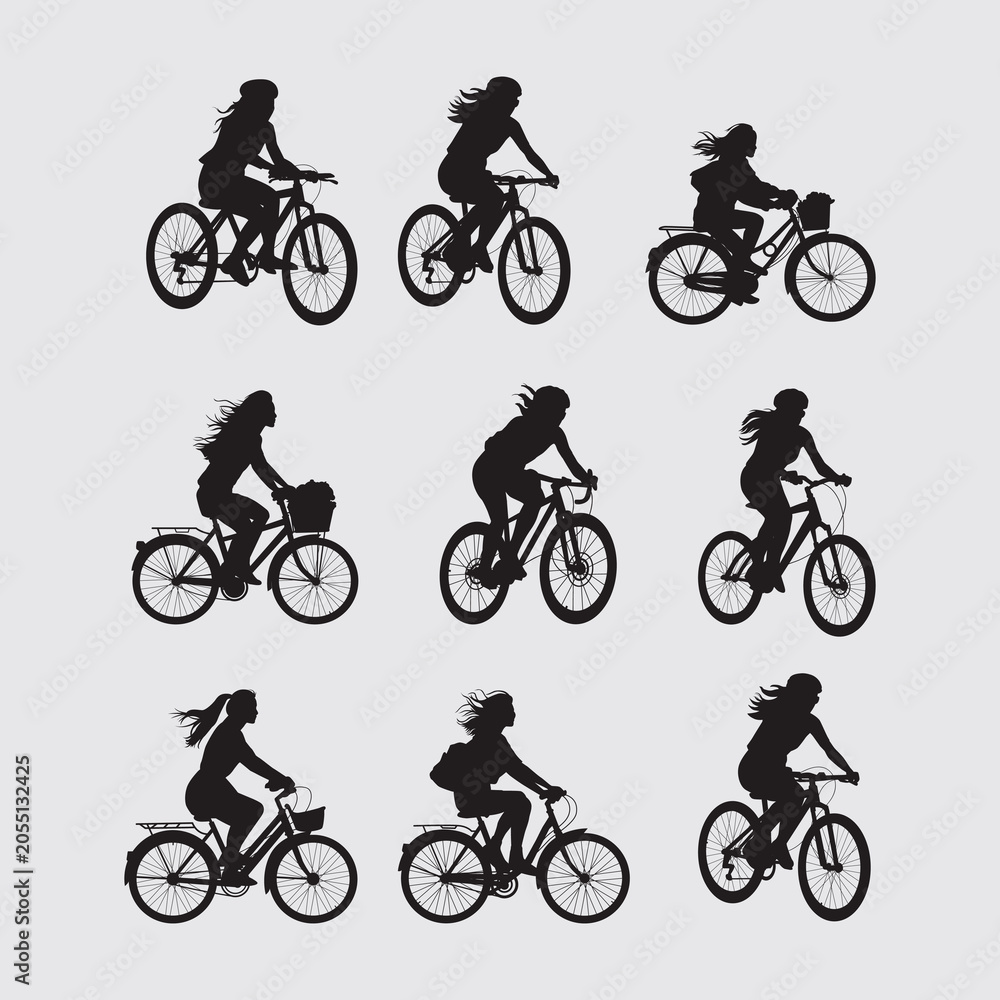Obraz premium vector silhouettes of bicycles